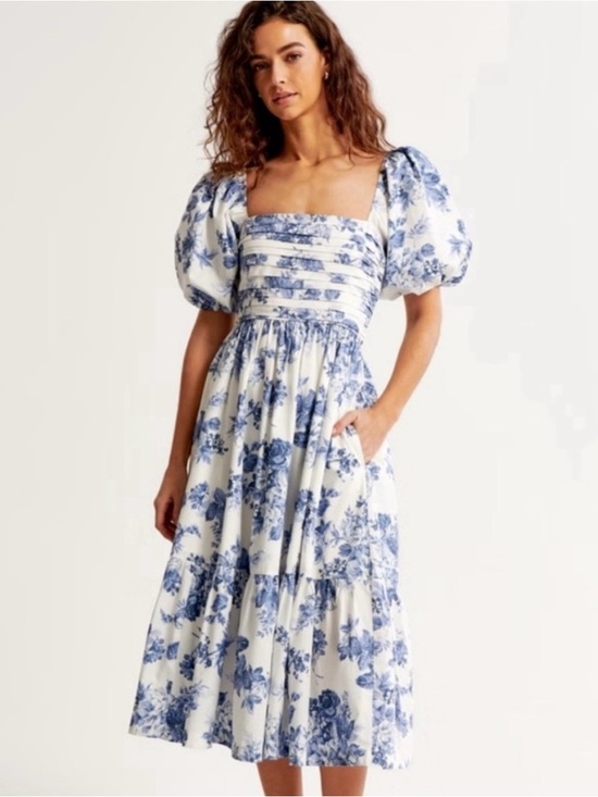 Abercrombie & Fitch Dresses & Skirts - The A&F Emerson Poplin Puff Sleeve Midi Dress
